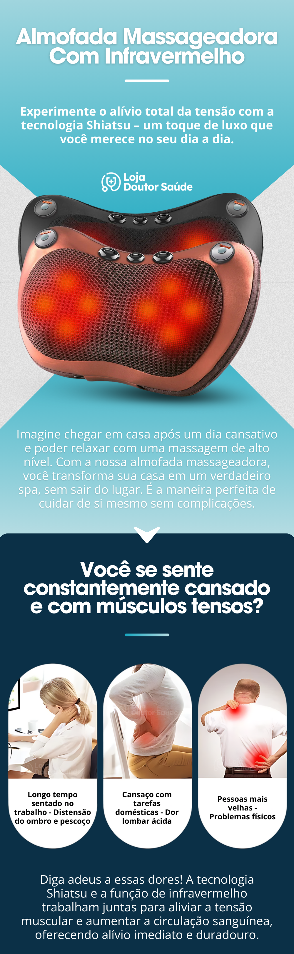 Almofada Massageadora Shiatsu Com Infravermelho